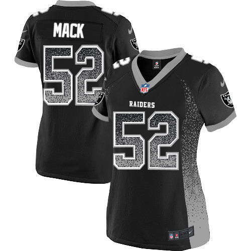 Nike Raiders #52 Khalil Mack Black Women's Stitched NFL Elite Drift Fashion Jersey - Click Image to Close